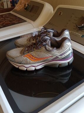 Saucony Women's Grid Running Sneakers - Gray with Purple Accents